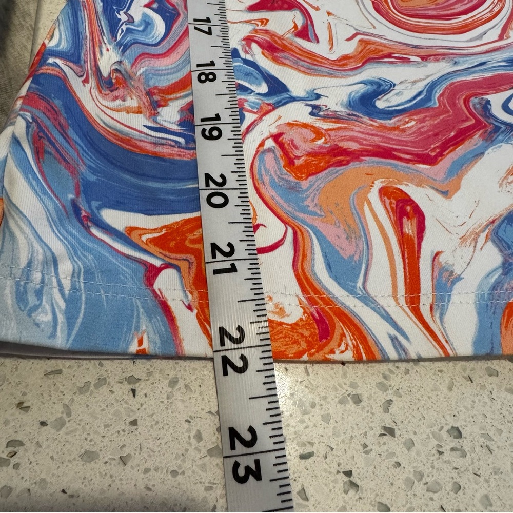 J.McLaughlin Catalina Cloth Fabric Marble Print Top S Blue Pink Orange Stretch - Picture 8 of 11